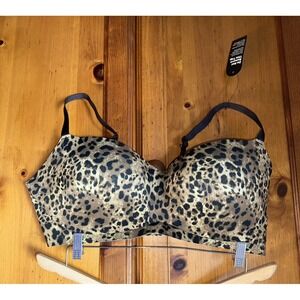 Eby Women's XLDD Seamless Wireless 3D Precision Bra Cheetah New NWT Padded Lined